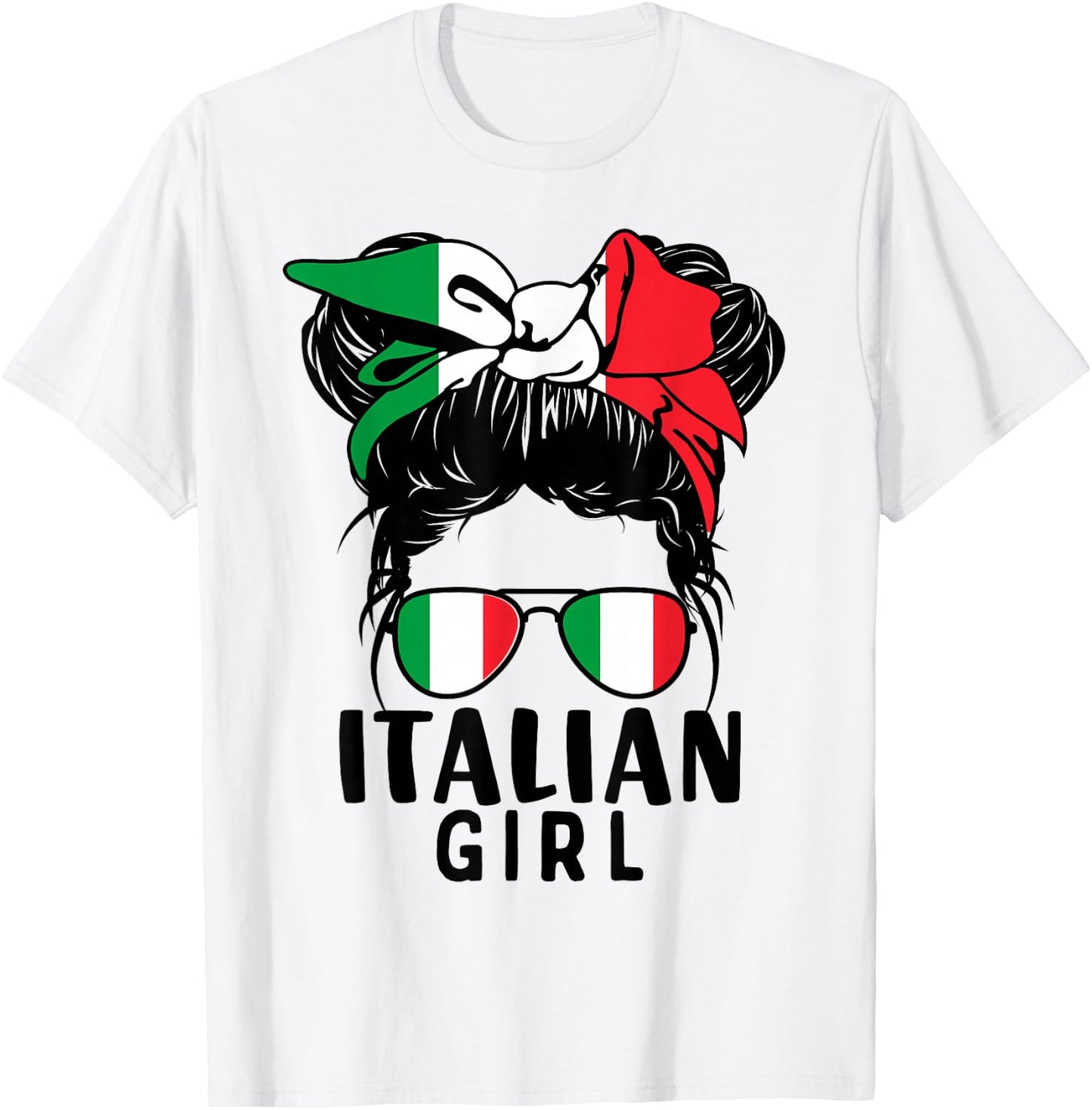 Italian Girl Messy Hair Italy Pride Patriotic Kids T-Shirt - T-Shirt | White
