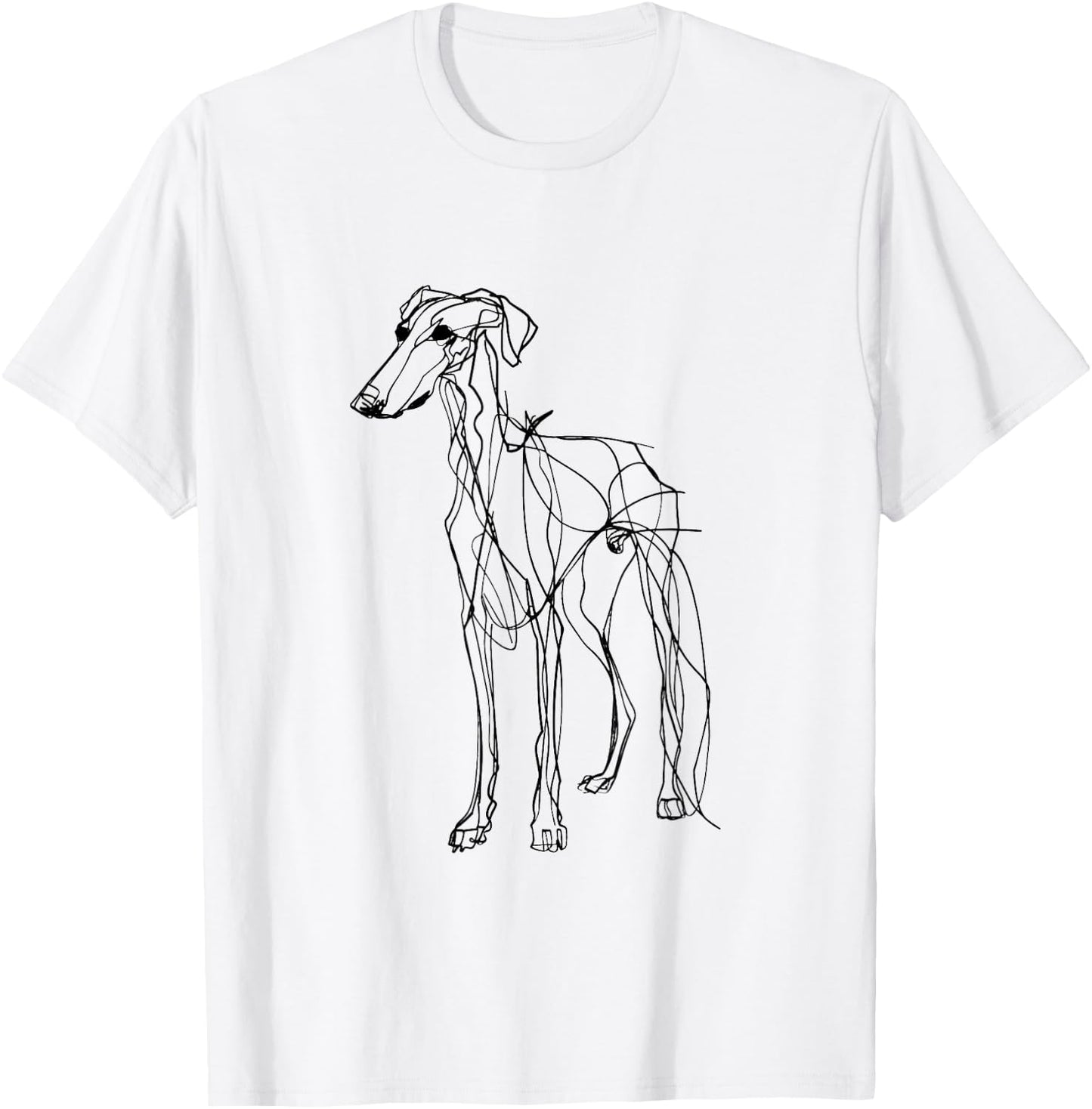 Silken Windhound Dog Line Art Minimalist Mom Dad T-Shirt - T-Shirt | White