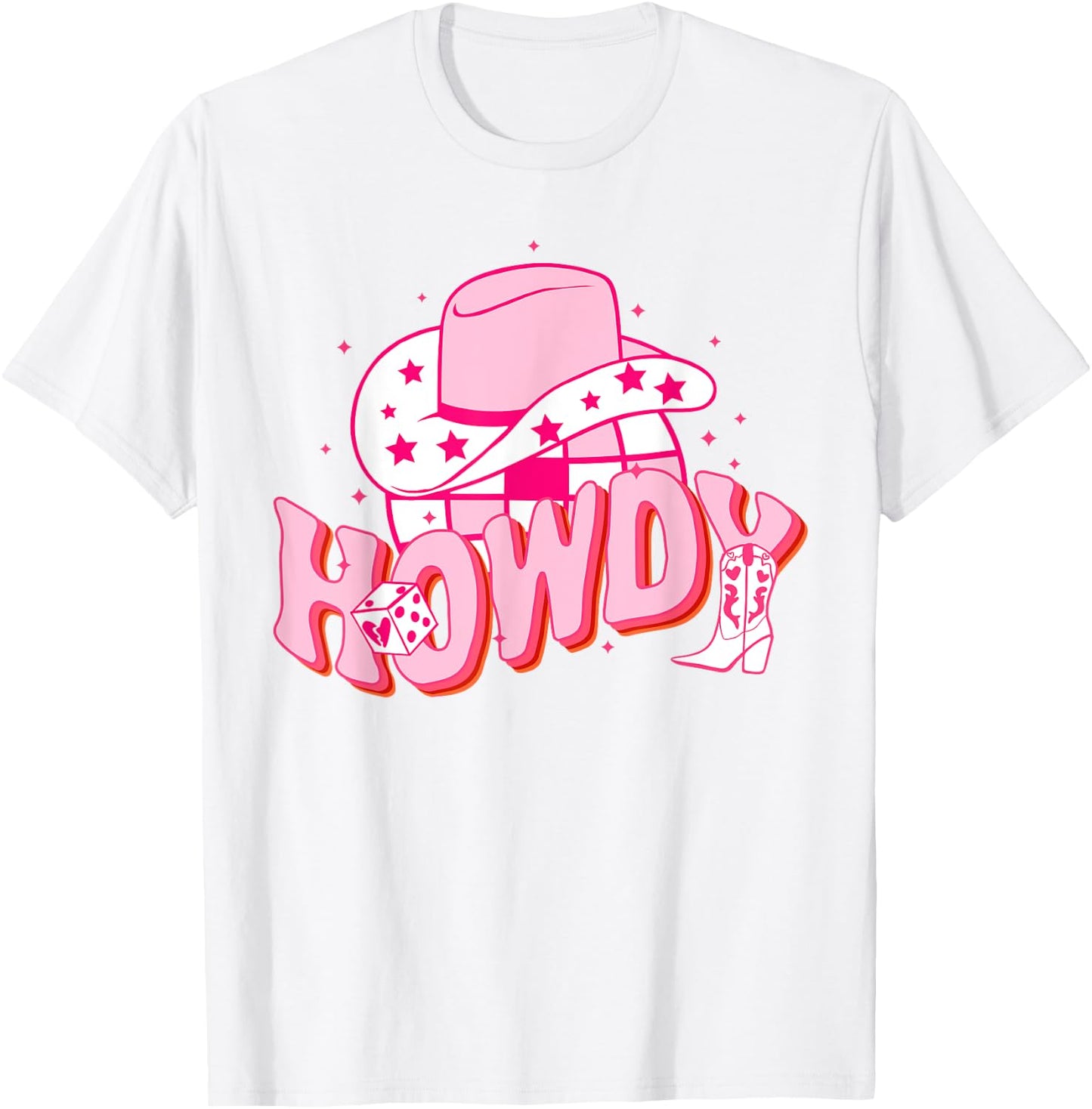 Howdy Southern Western Girl Country Rodeo Pink Cowgirl Disco T-Shirt - T-Shirt | White