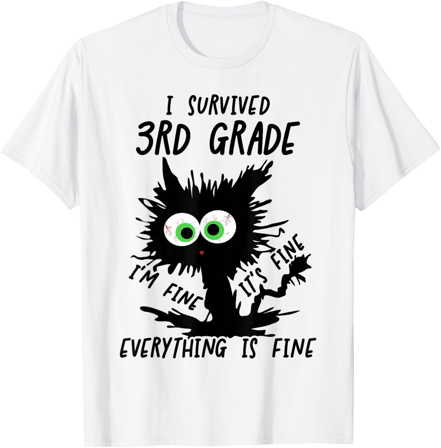 I Survived Third Grade Cat T-Shirt - T-Shirt | White