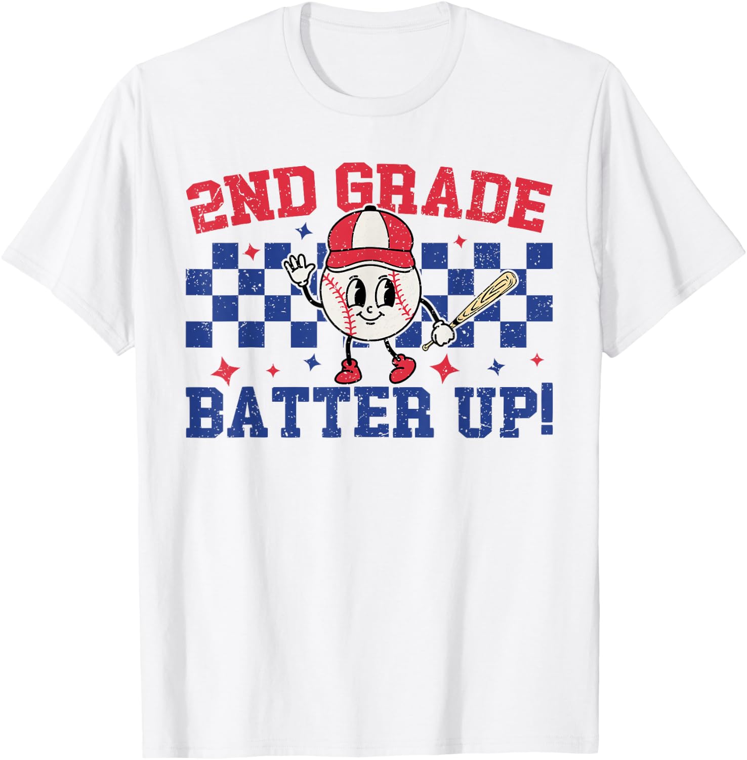 2nd Grade Batter Up Back To School Baseball Teacher Kids T-Shirt - T-Shirt | White