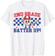 2nd Grade Batter Up Back To School Baseball Teacher Kids T-Shirt - T-Shirt | White