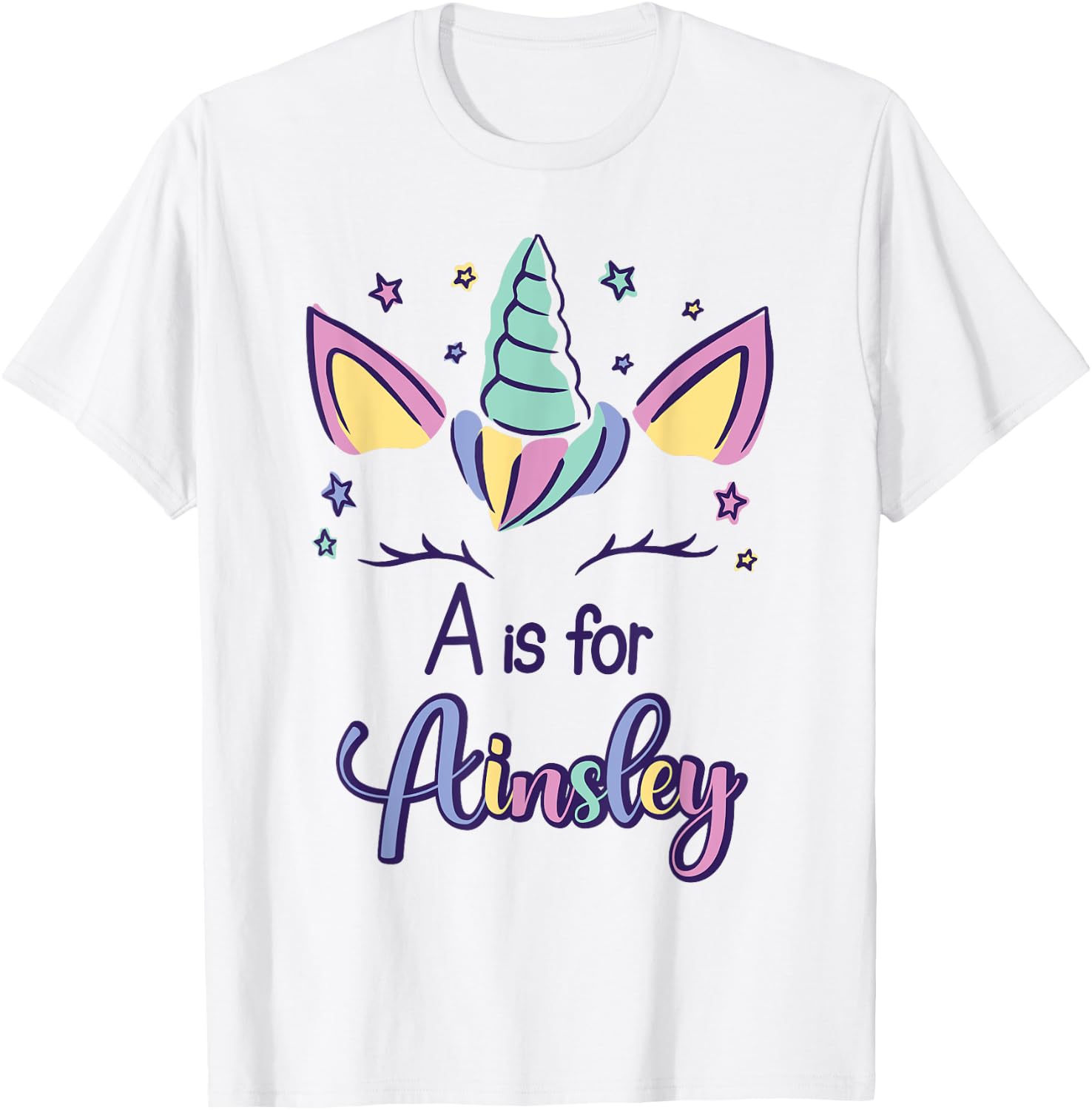First Name Ainsley Personalized A Is For Ainsley T-Shirt - T-Shirt | White