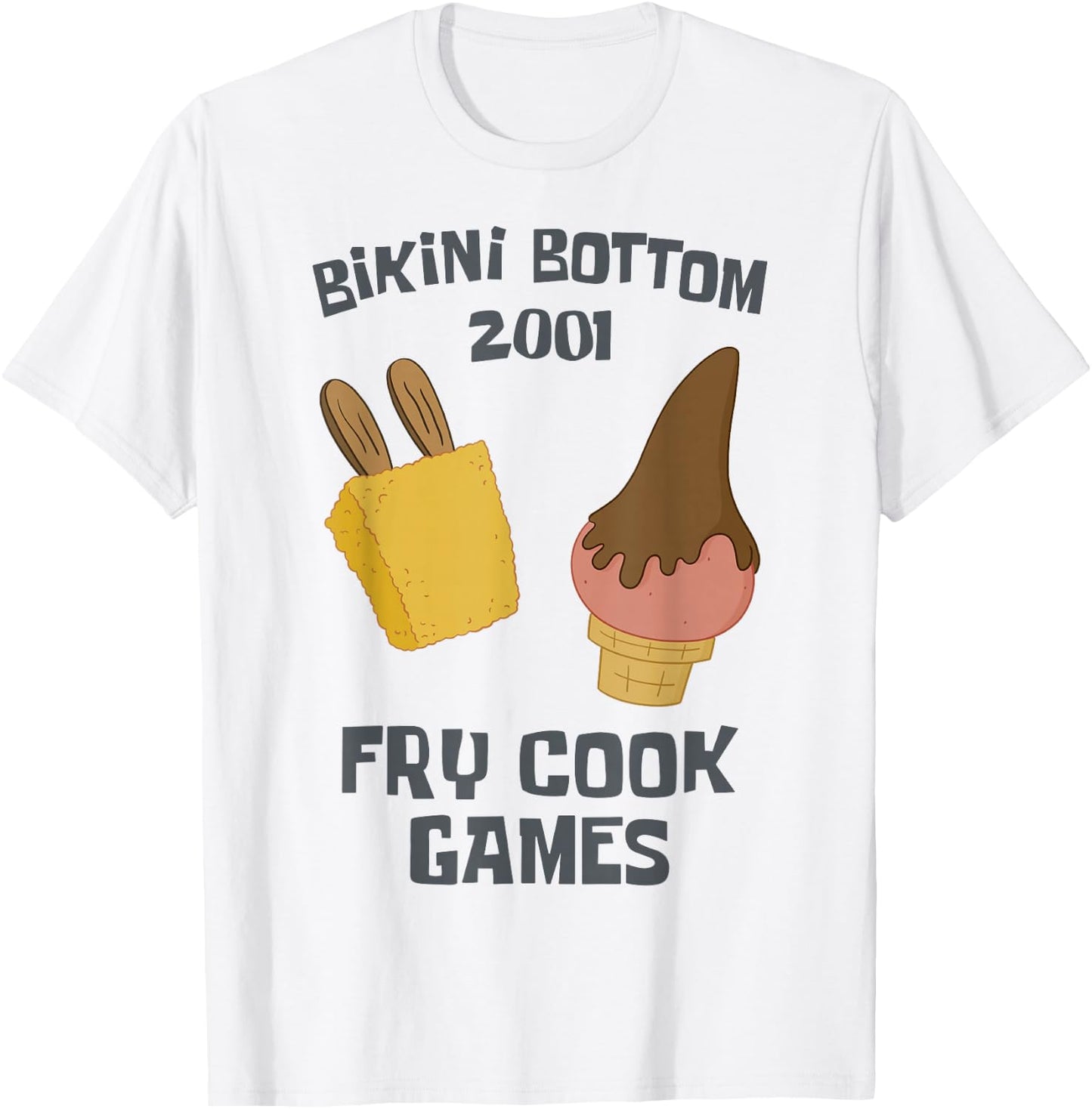 SpongeBob SquarePants Bikini Bottom 2001 Fry Cook Games T-Shirt - T-Shirt | White