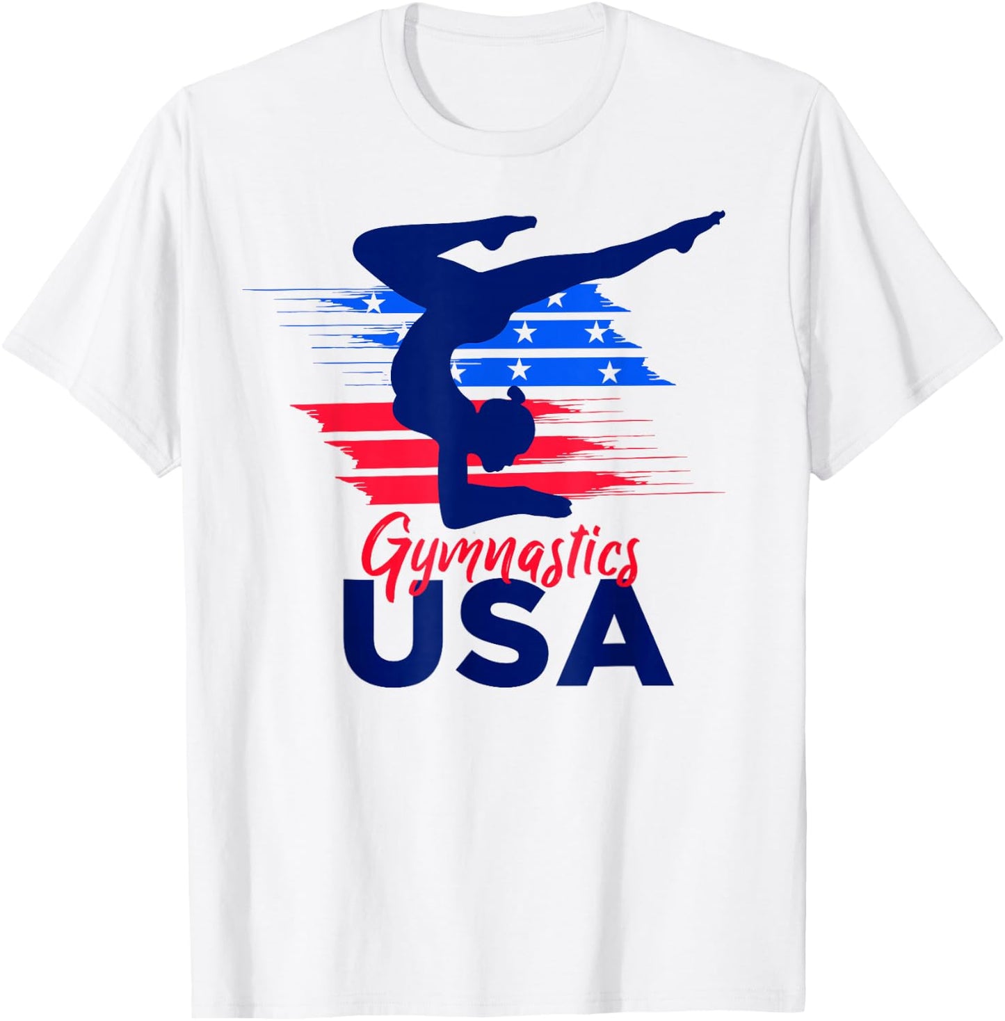 USA Flag Gymnastics USA Support T-Shirt - T-Shirt | White