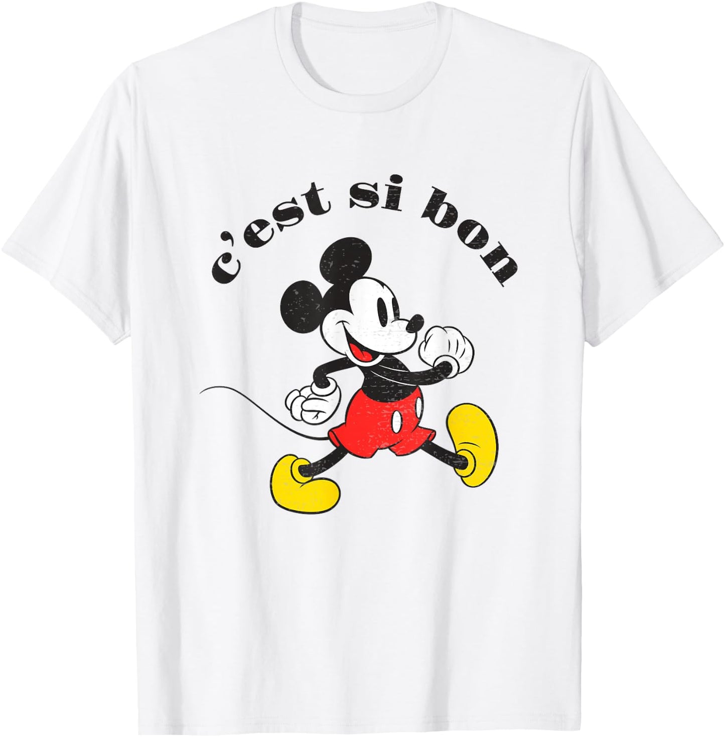 Disney Mickey And Friends Chest Si Bon Mickey Retro Poster T-Shirt - T-Shirt | White