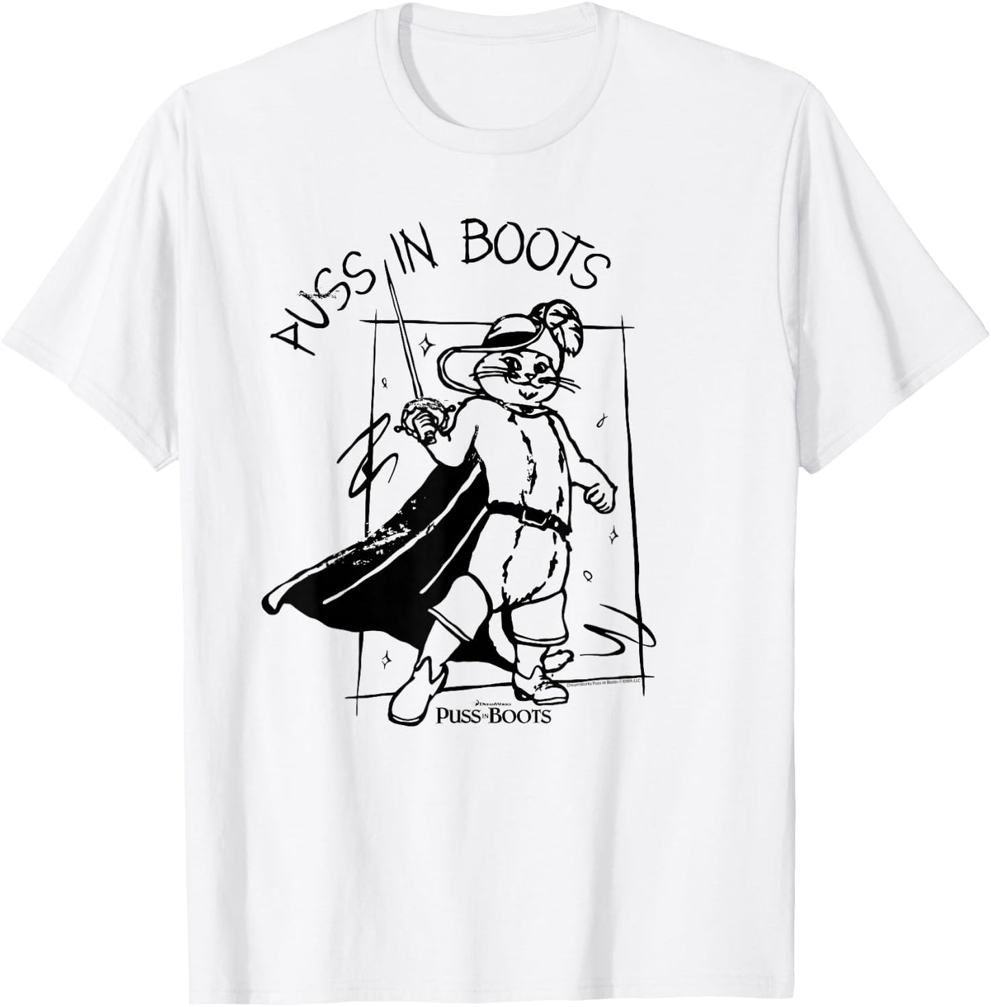 DreamWorks Puss in Boots Sketch T-Shirt - T-Shirt | White