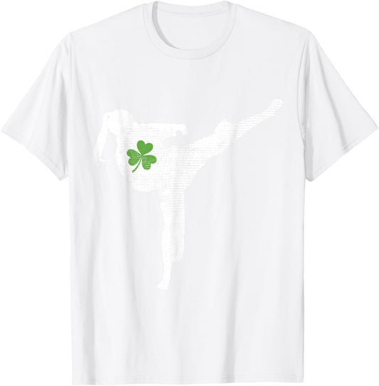 Karate Lovers Green Shamrock Leaf St Patricks Day T-Shirt - T-Shirt | White