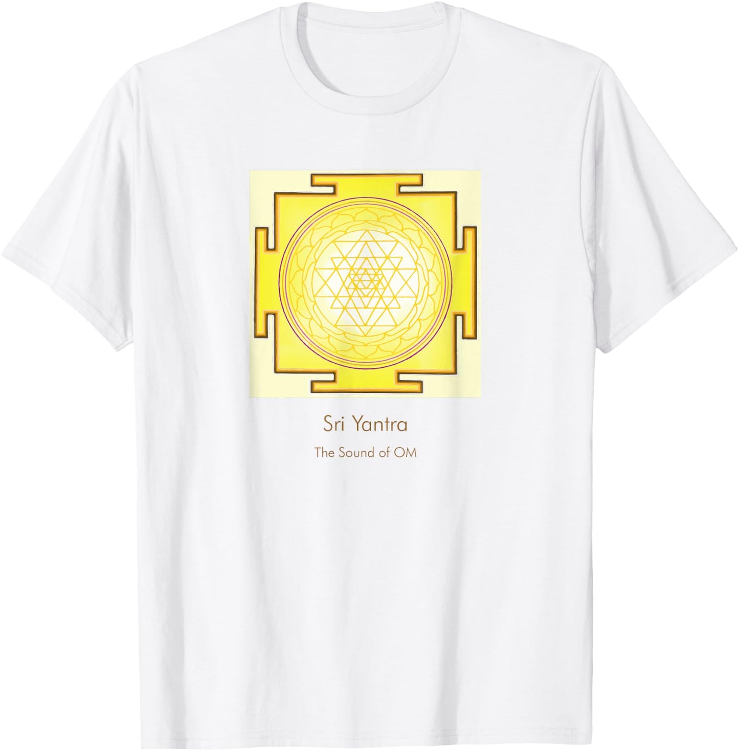Sacred Geometry Golden Sri Yantra Sound of OM T-Shirt - T-Shirt | White