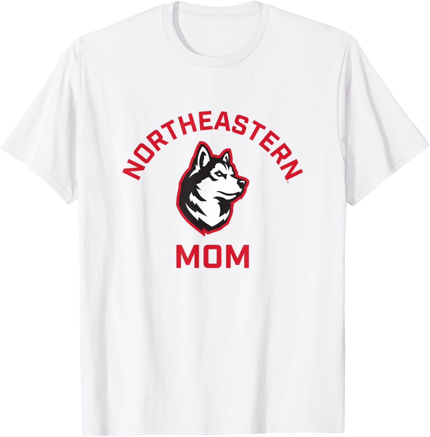 Campus Lab Northeastern University NEU Huskies Arched Mom - Grey, -Adults, Short Sleeve, , Small T-Shirt - T-Shirt | White