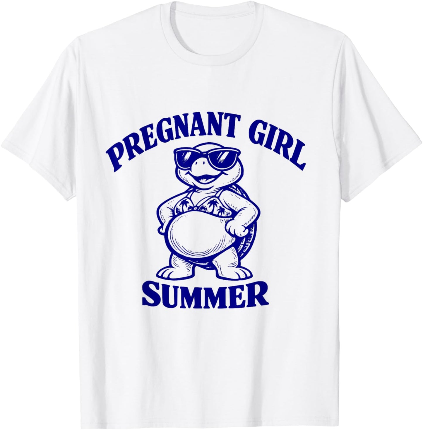 Retro Pregnant Frog Turtle Summer Vacation Mom to Be Graphic T-Shirt - T-Shirt | White