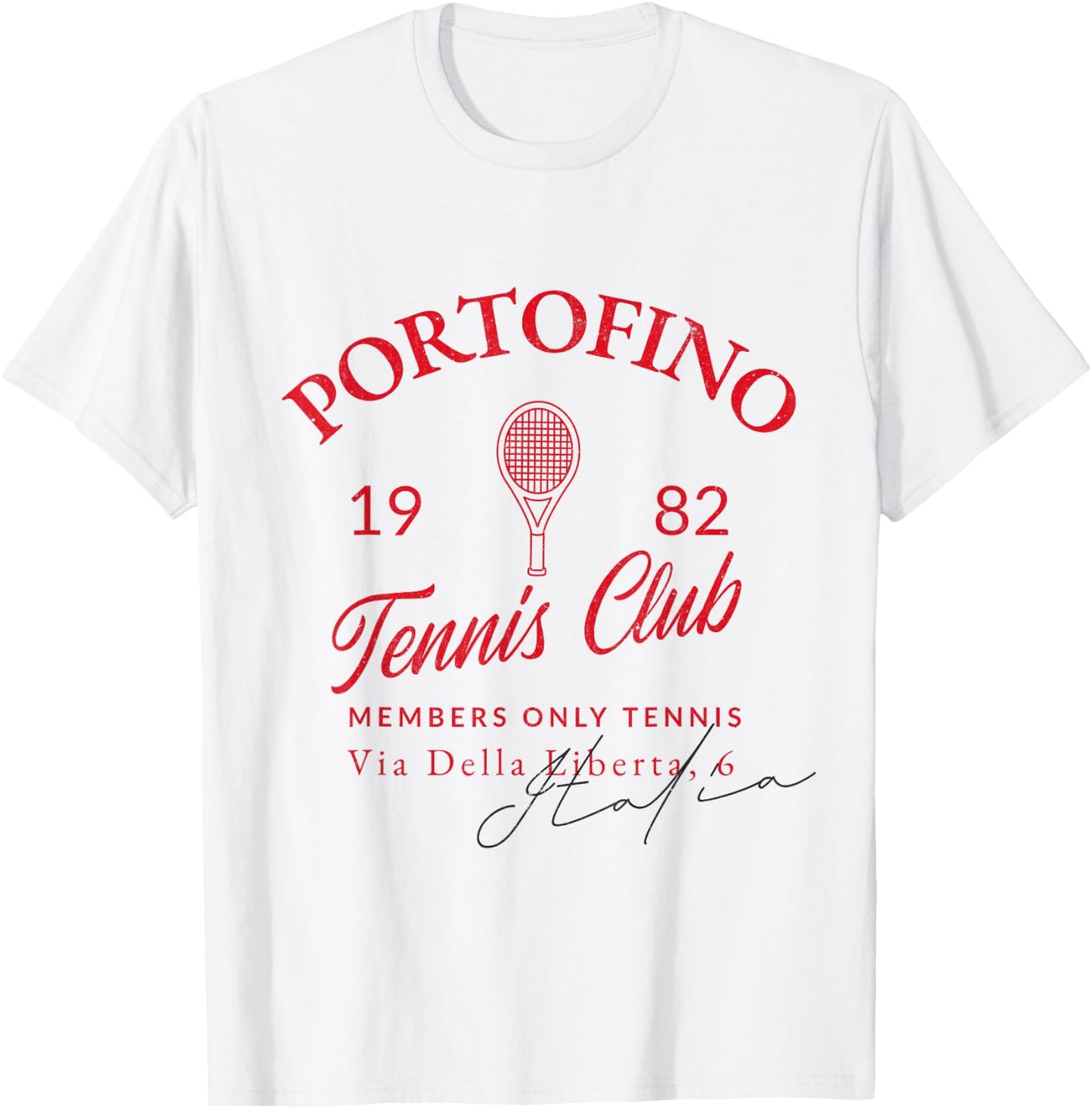 Portofino Tennis Club Italy Vintage Sport Aesthetic T-Shirt - T-Shirt | White