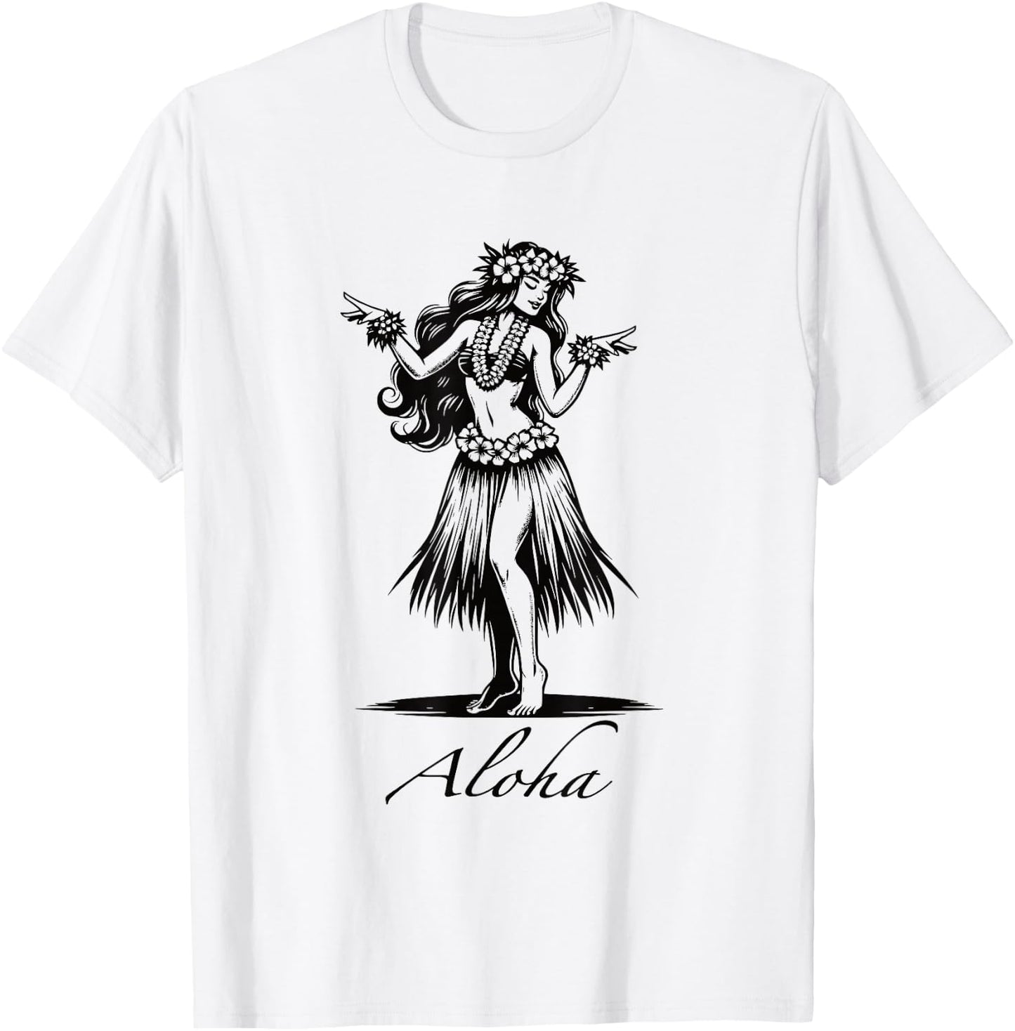 Aloha Hawaii Hawaiian Vintage Wahine Hula Dance Dancer Girl T-Shirt - T-Shirt | White