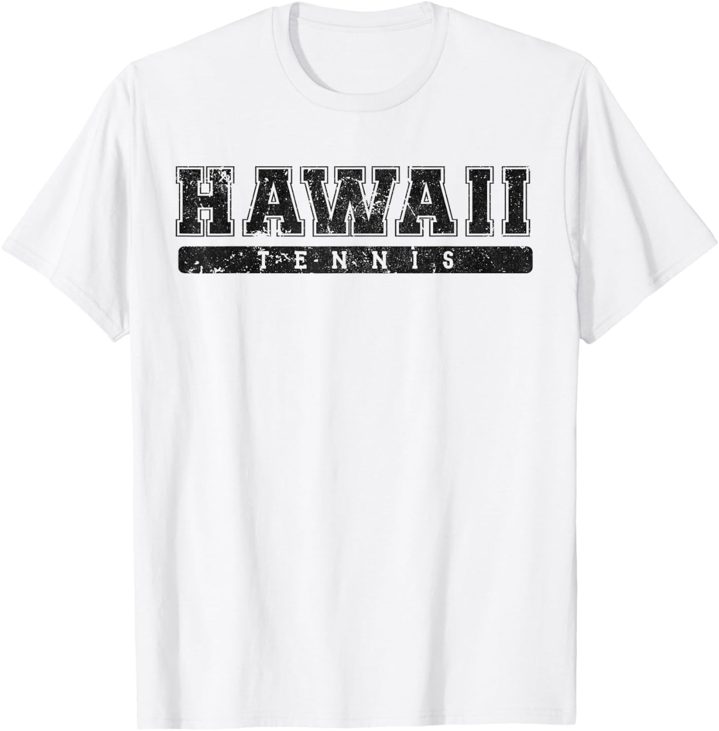 Hawaii Tennis Black Vintage Text T-Shirt - T-Shirt | White