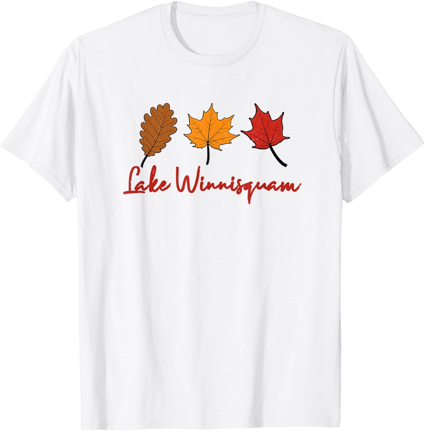 Lake Winnisquam Fall Foliage Autumn Leaf Peeping Oak Maple T-Shirt - T-Shirt | White