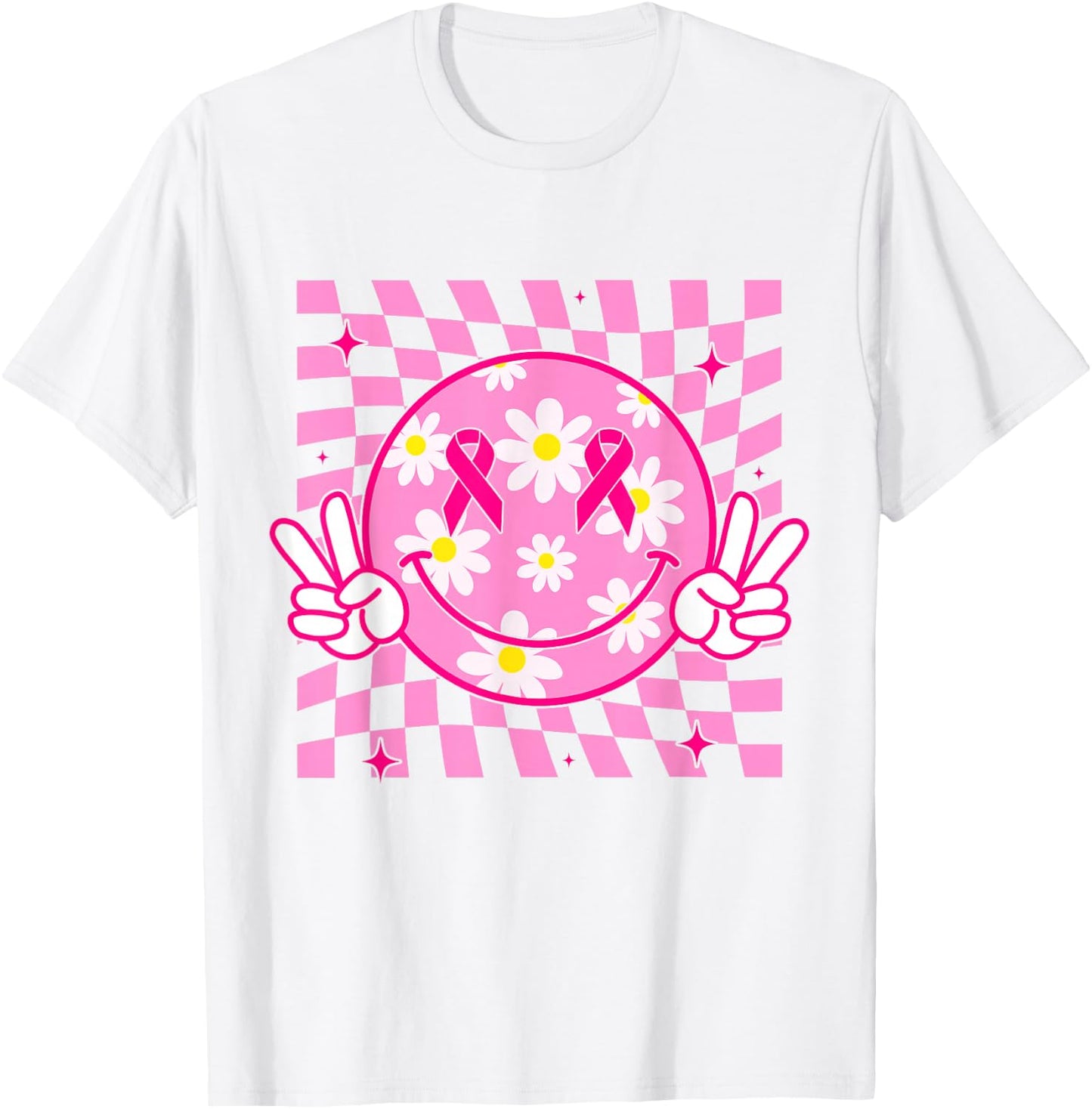 Breast Cancer Shirt Women Smile Face Breast Cancer Awareness T-Shirt - T-Shirt | White