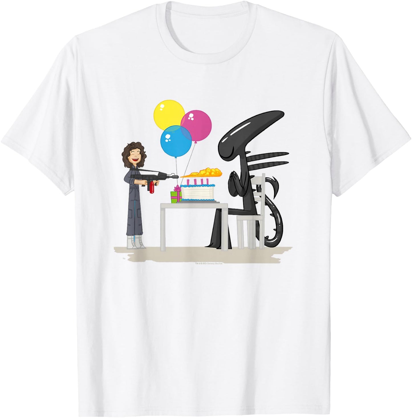 Aliens Happy Birthday Xen Cute Animated Big Chest Logo T-Shirt - T-Shirt | White