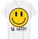 Be Happy 70s Yellow Smile Face Happy Smiling Face Kids T-Shirt - T-Shirt | White