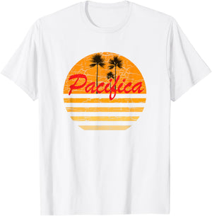Pacifica, CA Vintage Retro 70s Throwback Surf T-Shirt - T-Shirt | White