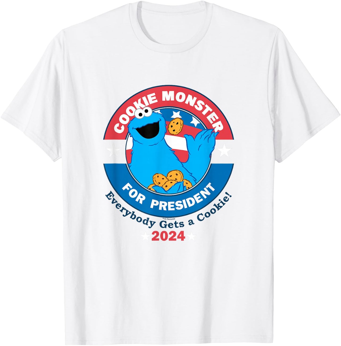 Sesame Street Cookie Monster for President T-Shirt - T-Shirt | White