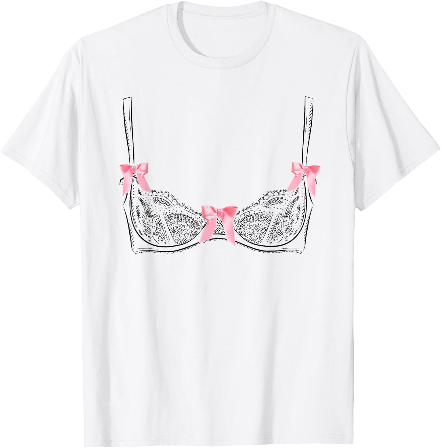 Graphic Lingerie Bra T-Shirt - T-Shirt | White