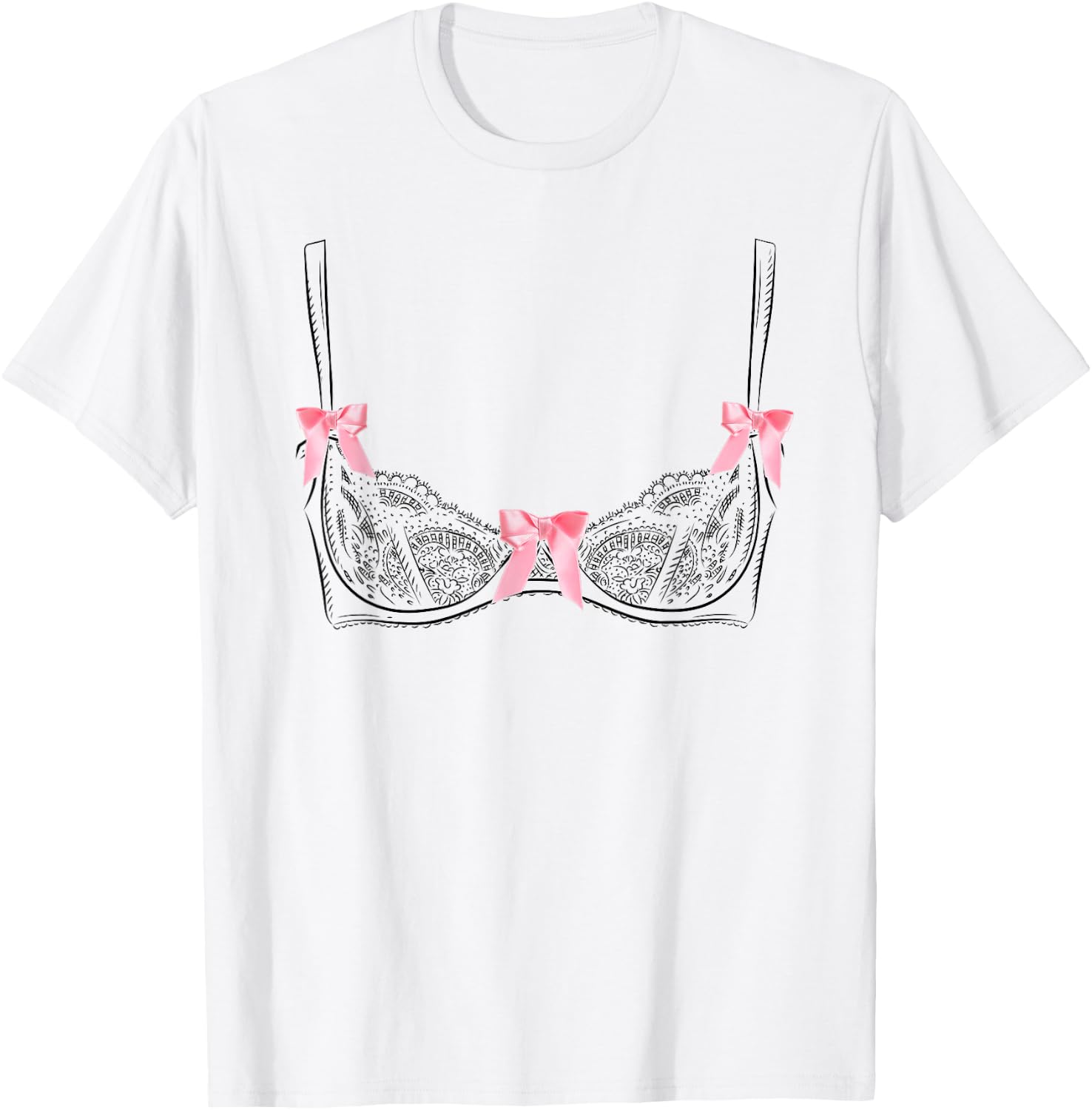 Graphic Lingerie Bra T-Shirt - T-Shirt | White