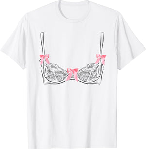 Graphic Lingerie Bra T-Shirt - T-Shirt | White
