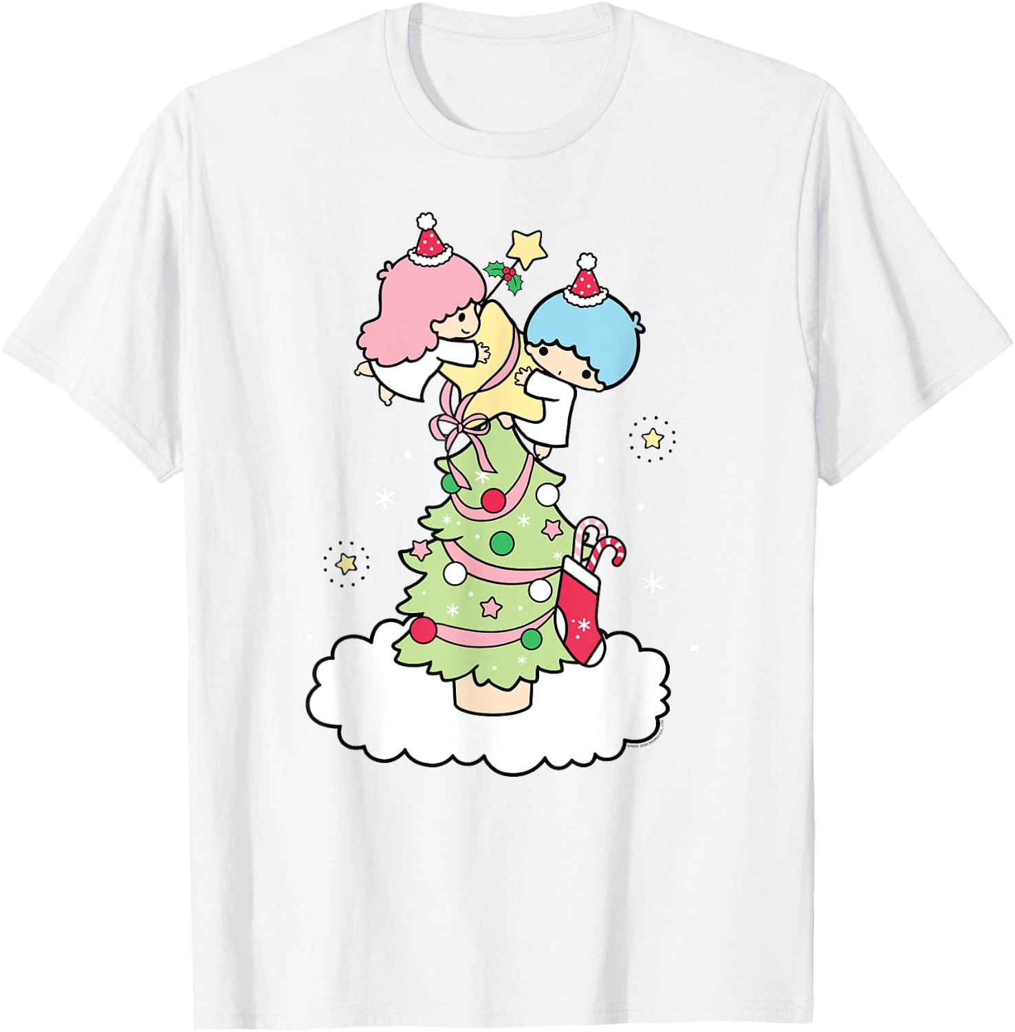 Little Twin Stars Christmas Tree T-Shirt - T-Shirt | White