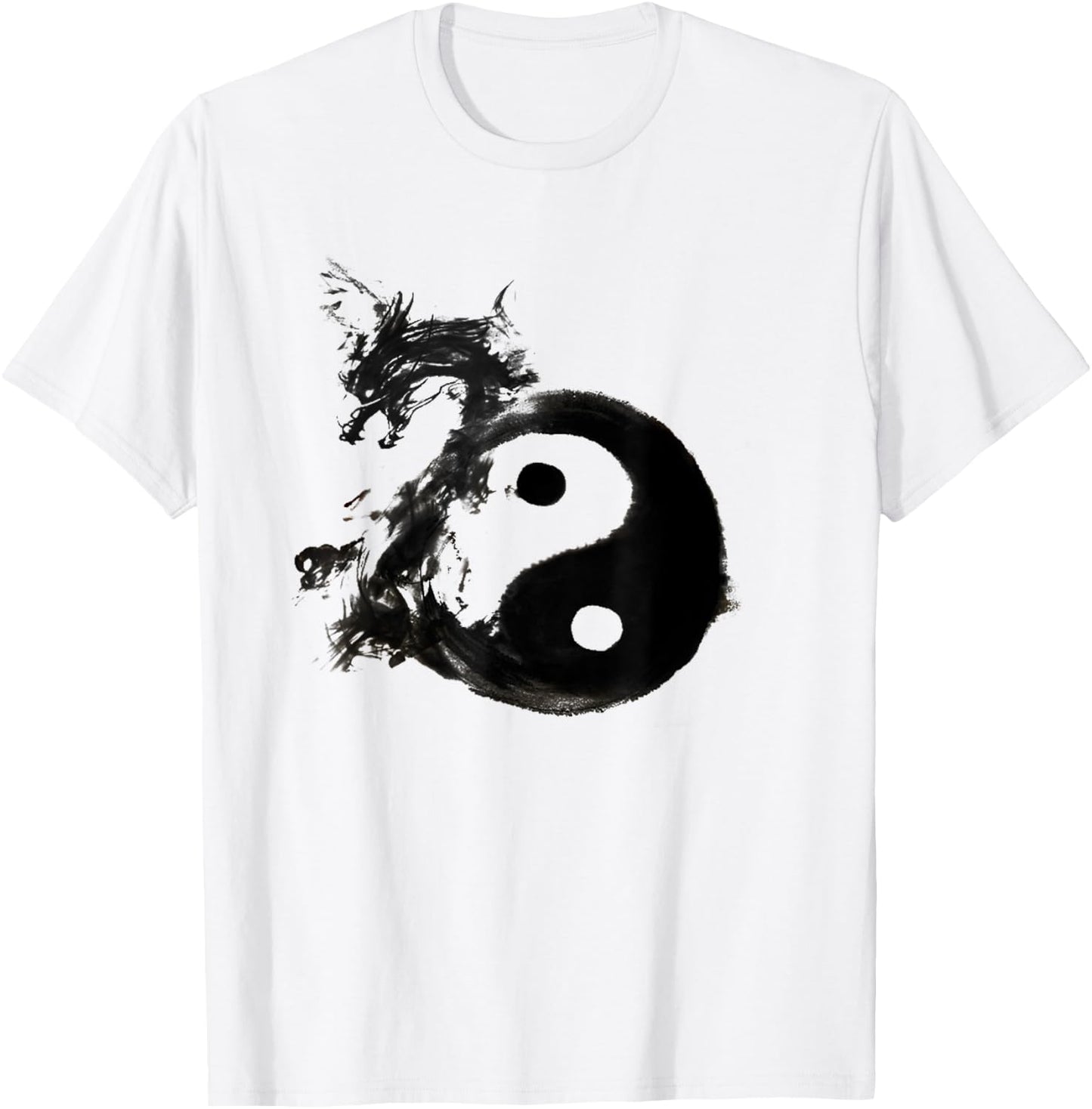 Tai Chi Flow Water Ink Chi Yin Yang Dragon Lunar New Year T-Shirt - T-Shirt | White