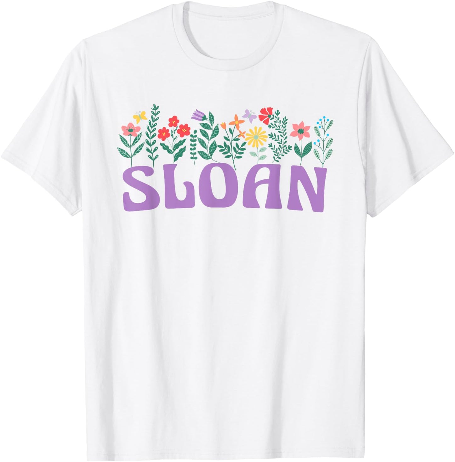 Wildflower Floral Sloan First Name Mother's Day Women T-Shirt - T-Shirt | White