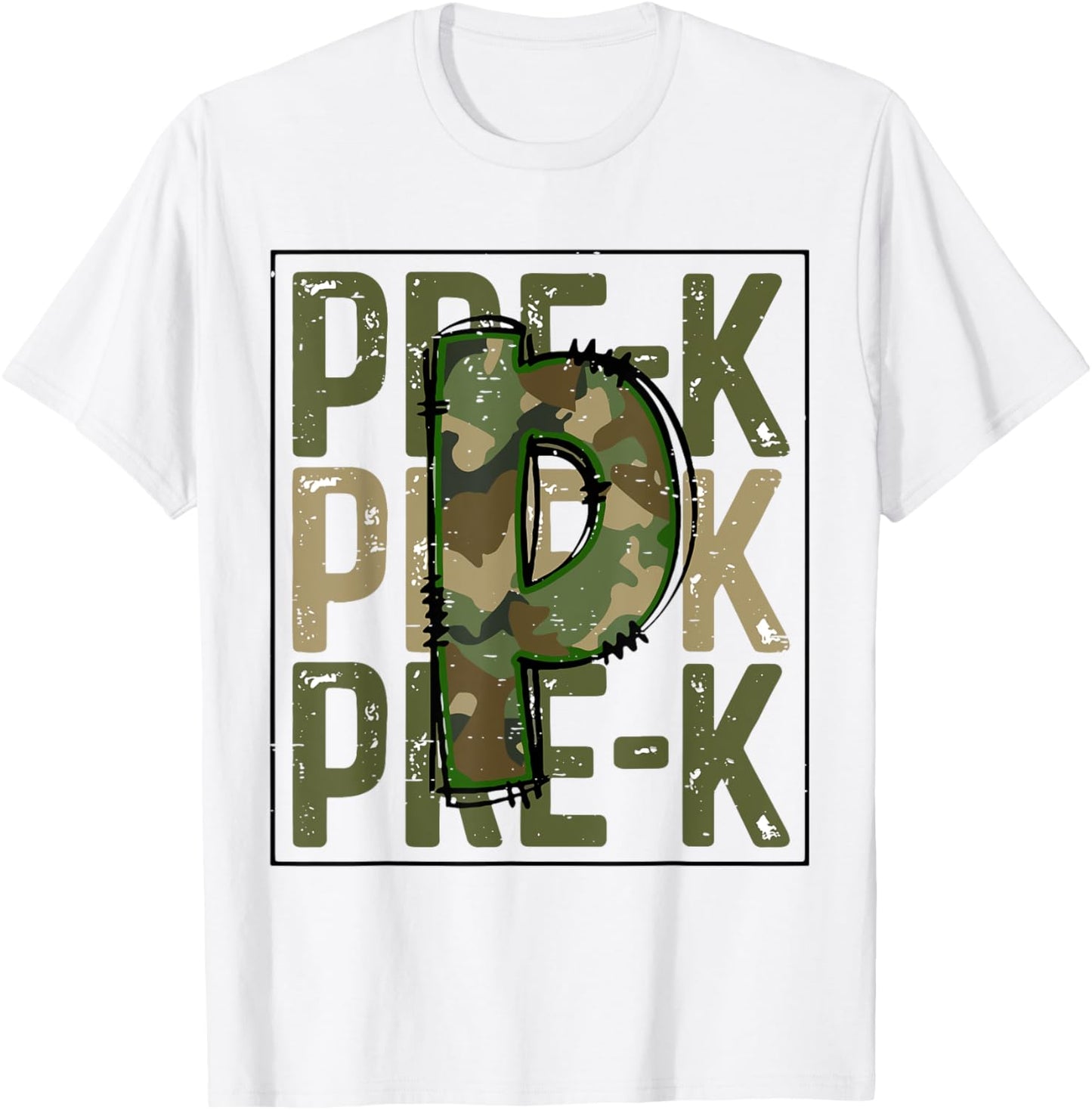 Cute Camo Pre K Back To School Funny Teacher Kid Preschool T-Shirt - T-Shirt | White