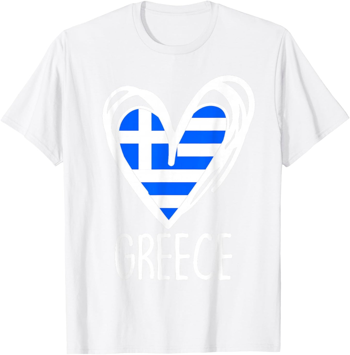 Greece Flag Heart Graphic Patriotic Greek Pride Kids Girl T-Shirt - T-Shirt | White