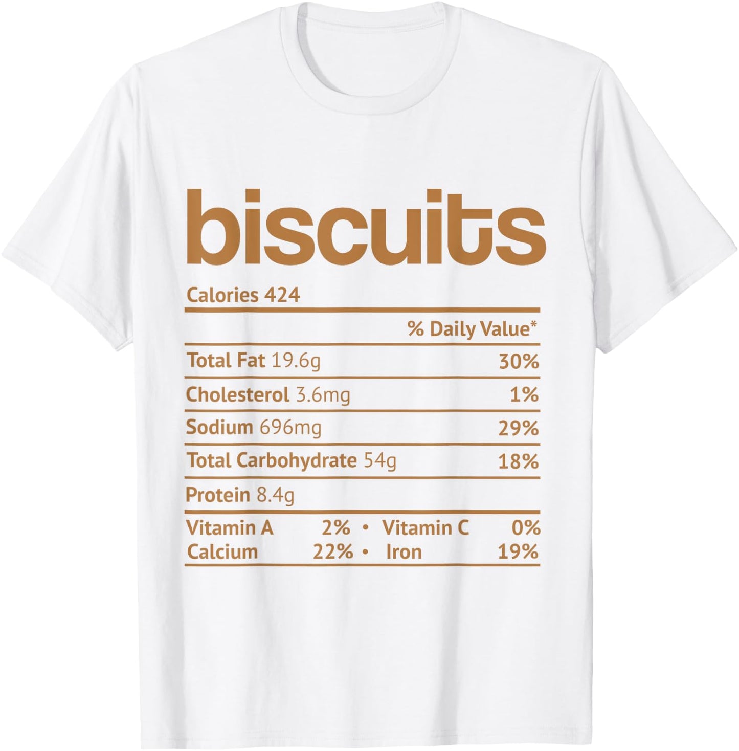 Biscuits Nutrition Facts Funny Thanksgiving Christmas Food T-Shirt - T-Shirt | White