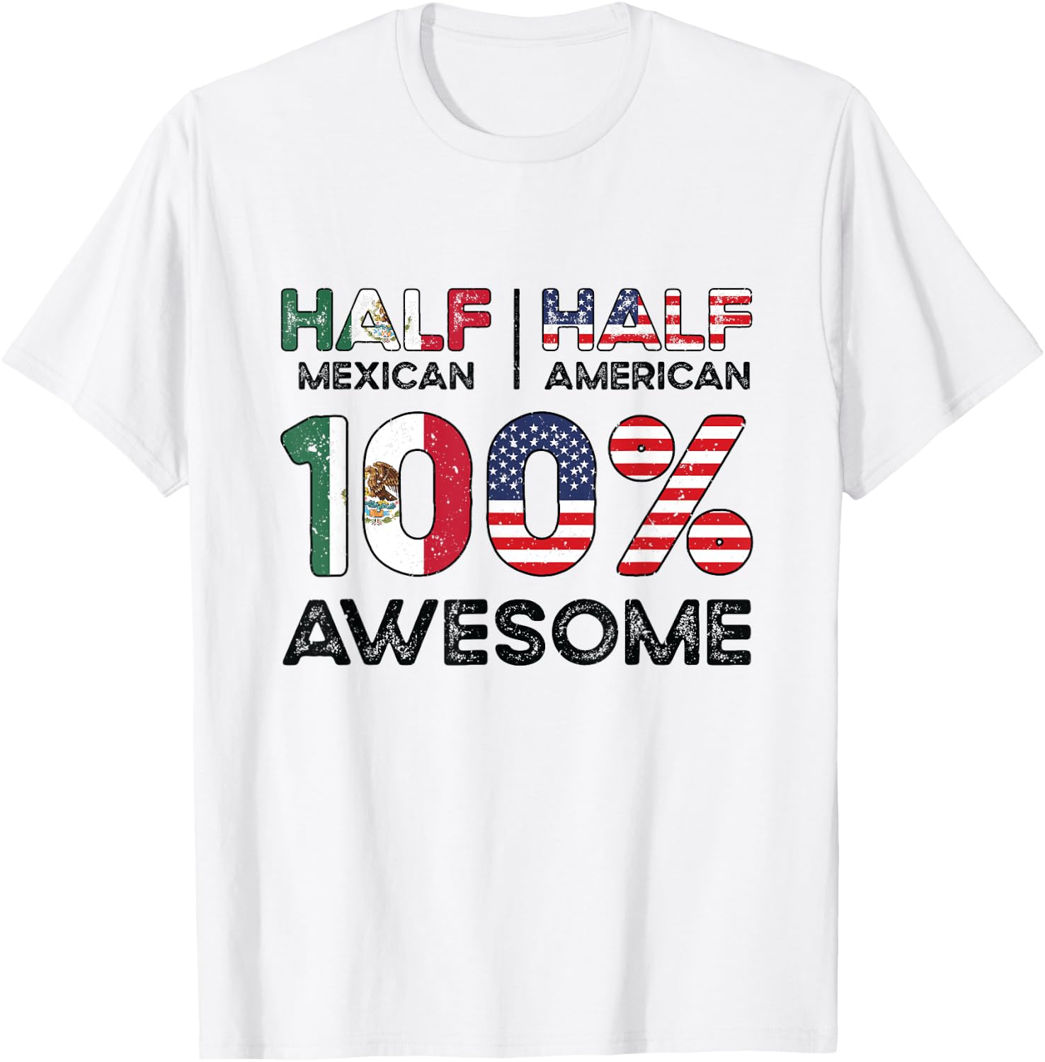 Mexican American Patriot USA Grown Mexico US Flag T-Shirt - T-Shirt | White
