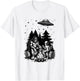 Alien And Bigfoot Campfire Sasquatch UFO For Outdoor Lovers T-Shirt - T-Shirt | White
