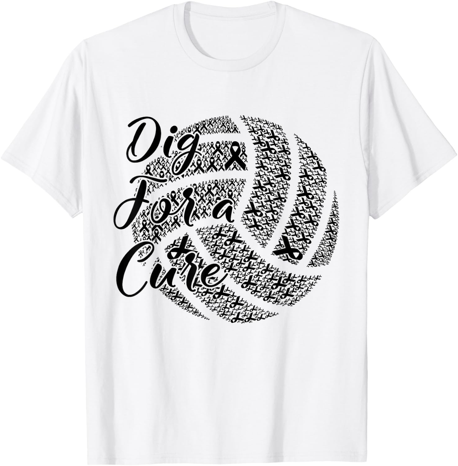 Dig For A Cure Breast Cancer Awareness Volleyball Pink T-Shirt - T-Shirt | White