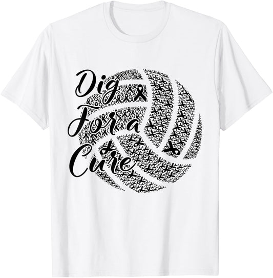 Dig For A Cure Breast Cancer Awareness Volleyball Pink T-Shirt - T-Shirt | White