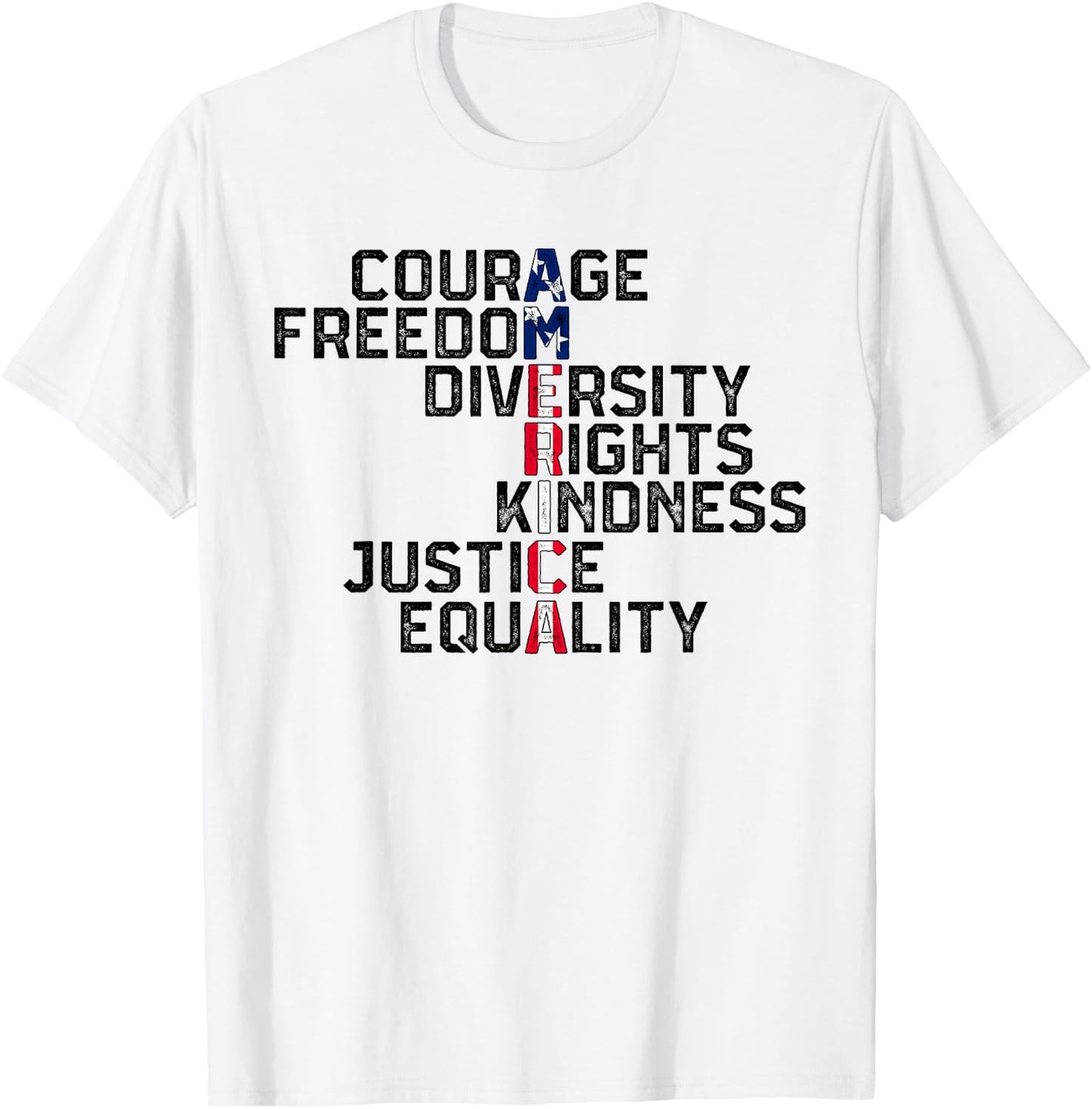 Courage Freedom Diversity Rights Kindness Justice Equality T-Shirt - T-Shirt | White