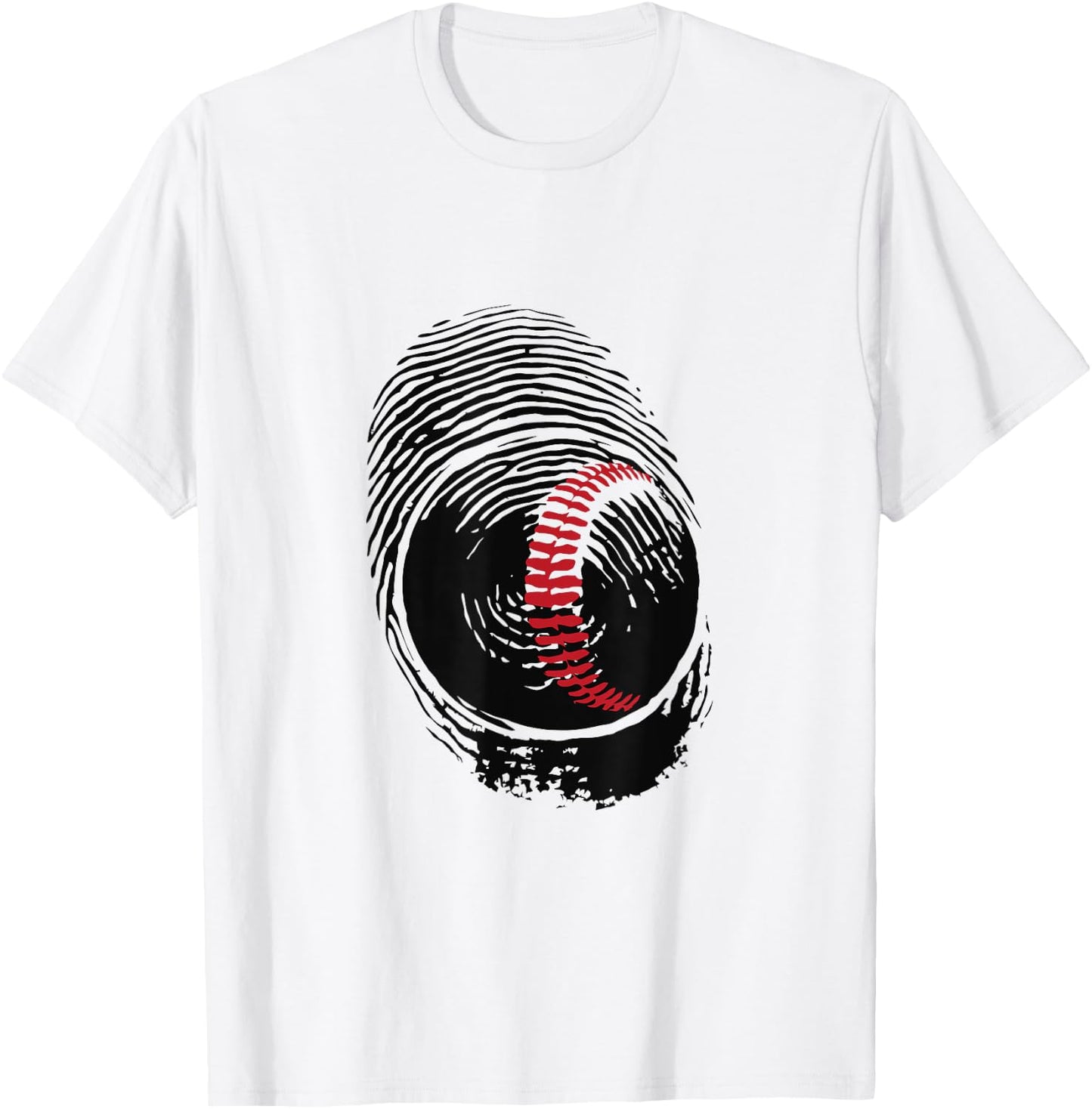 Baseball Fingerprint Cool Baseball Fan and Player Graphic T-Shirt - T-Shirt | White