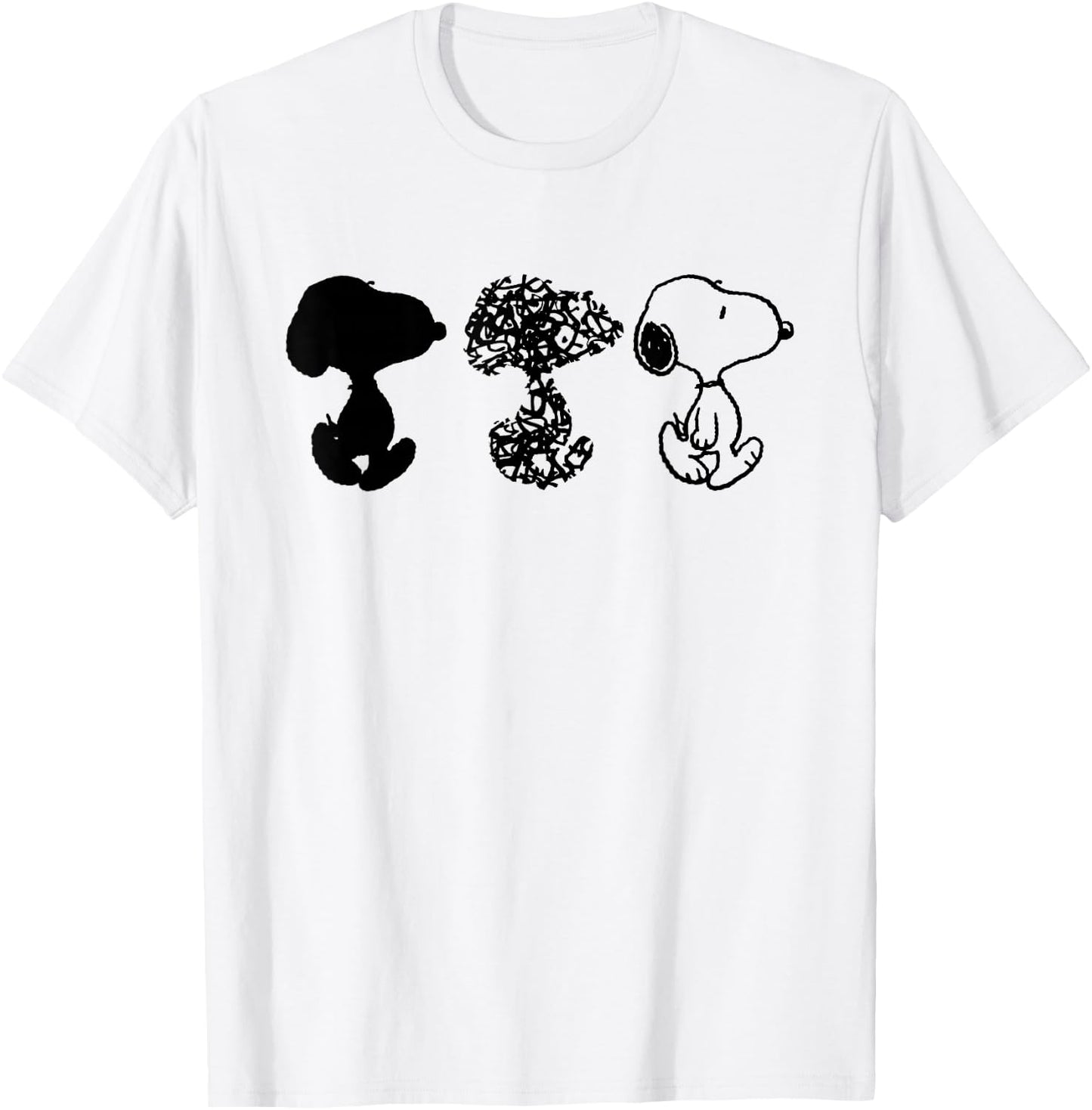 Peanuts Snoopy Black And White Trio T-Shirt - T-Shirt | White