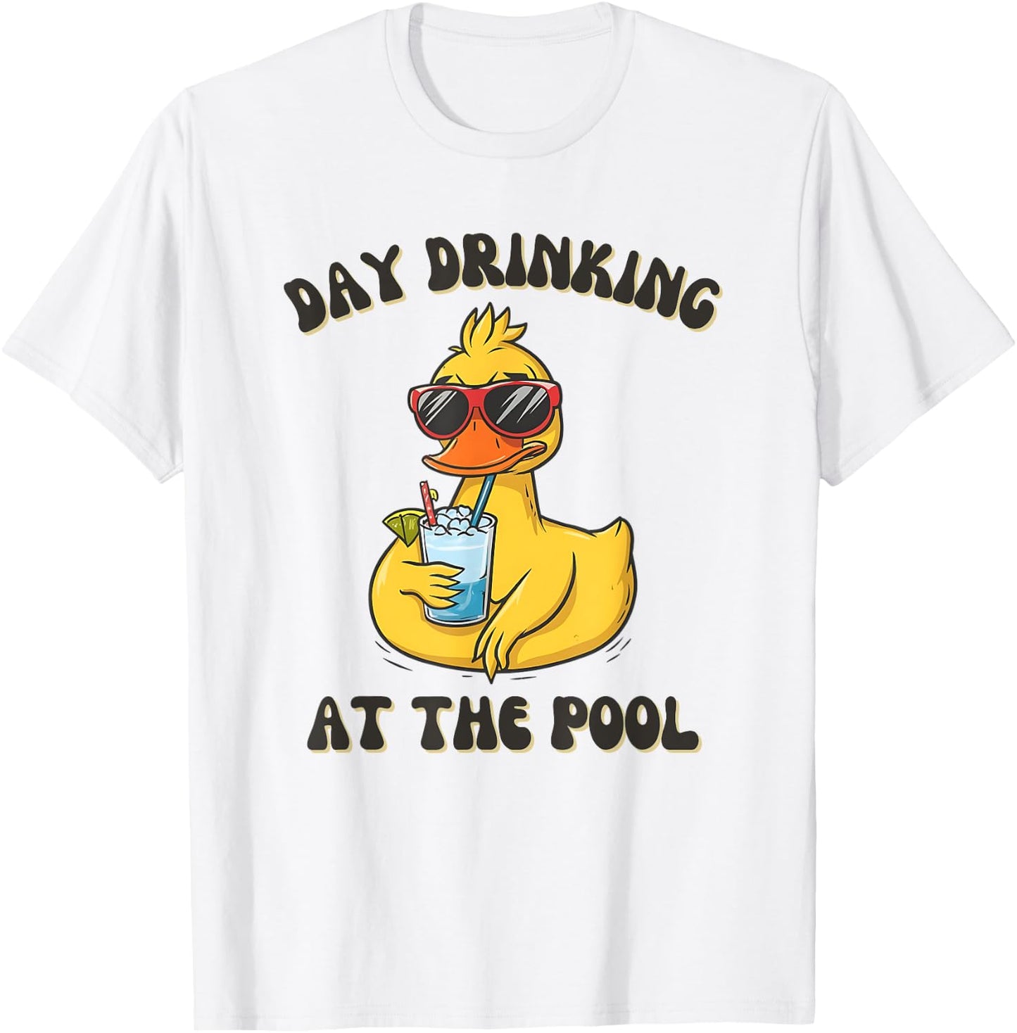 Funny Duck Swimming Pool Vacation Day Drinking At The Pool T-Shirt - T-Shirt | White