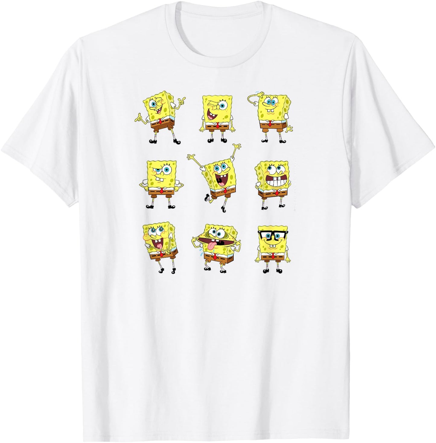 SpongeBob SquarePants - Different Poses Character Grid T-Shirt - T-Shirt | White