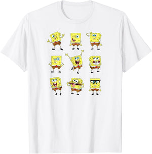 SpongeBob SquarePants - Different Poses Character Grid T-Shirt - T-Shirt | White