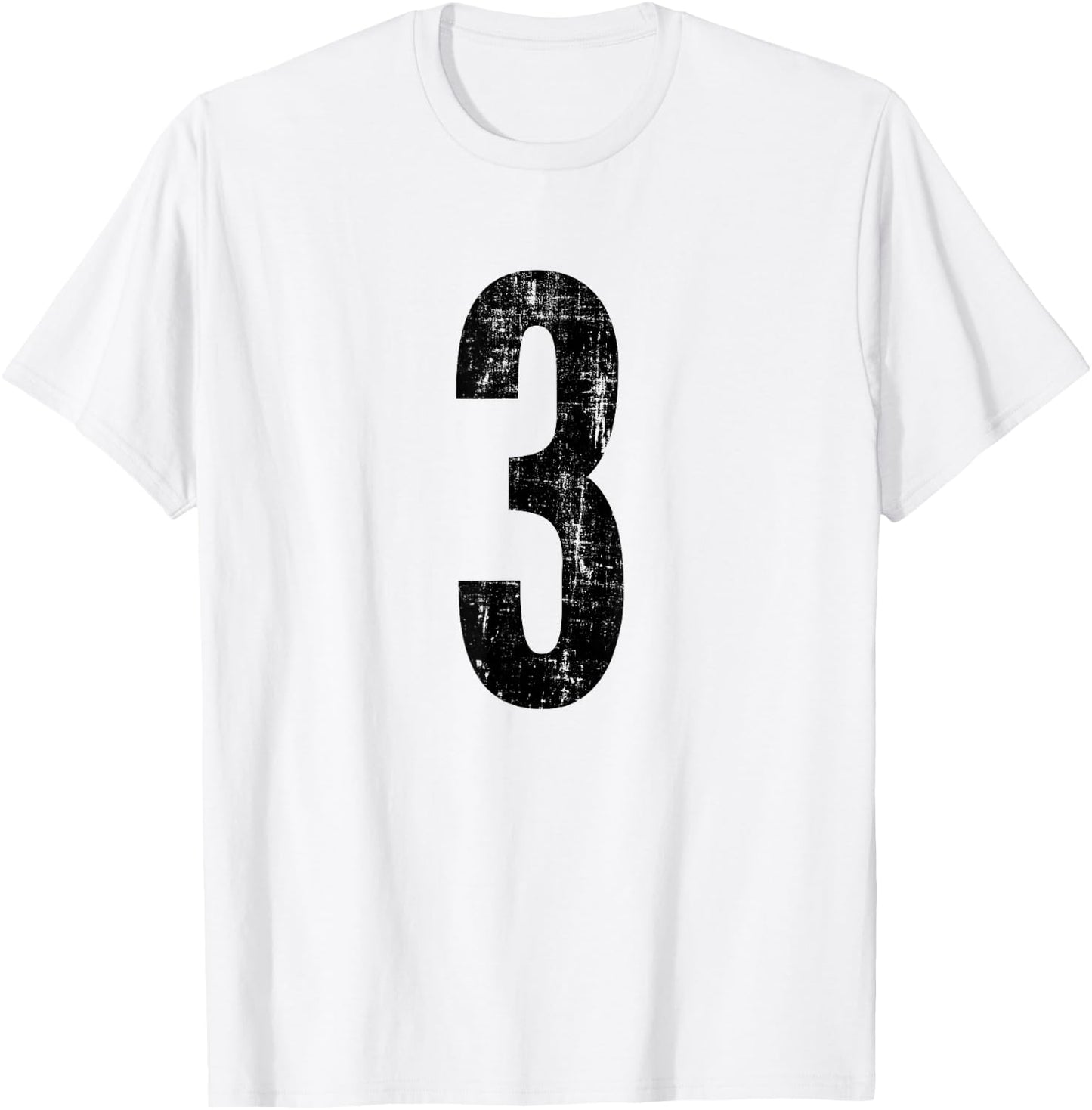 Number 3 Three Distressed Vintage Sports Summer Training Gym T-Shirt - T-Shirt | White