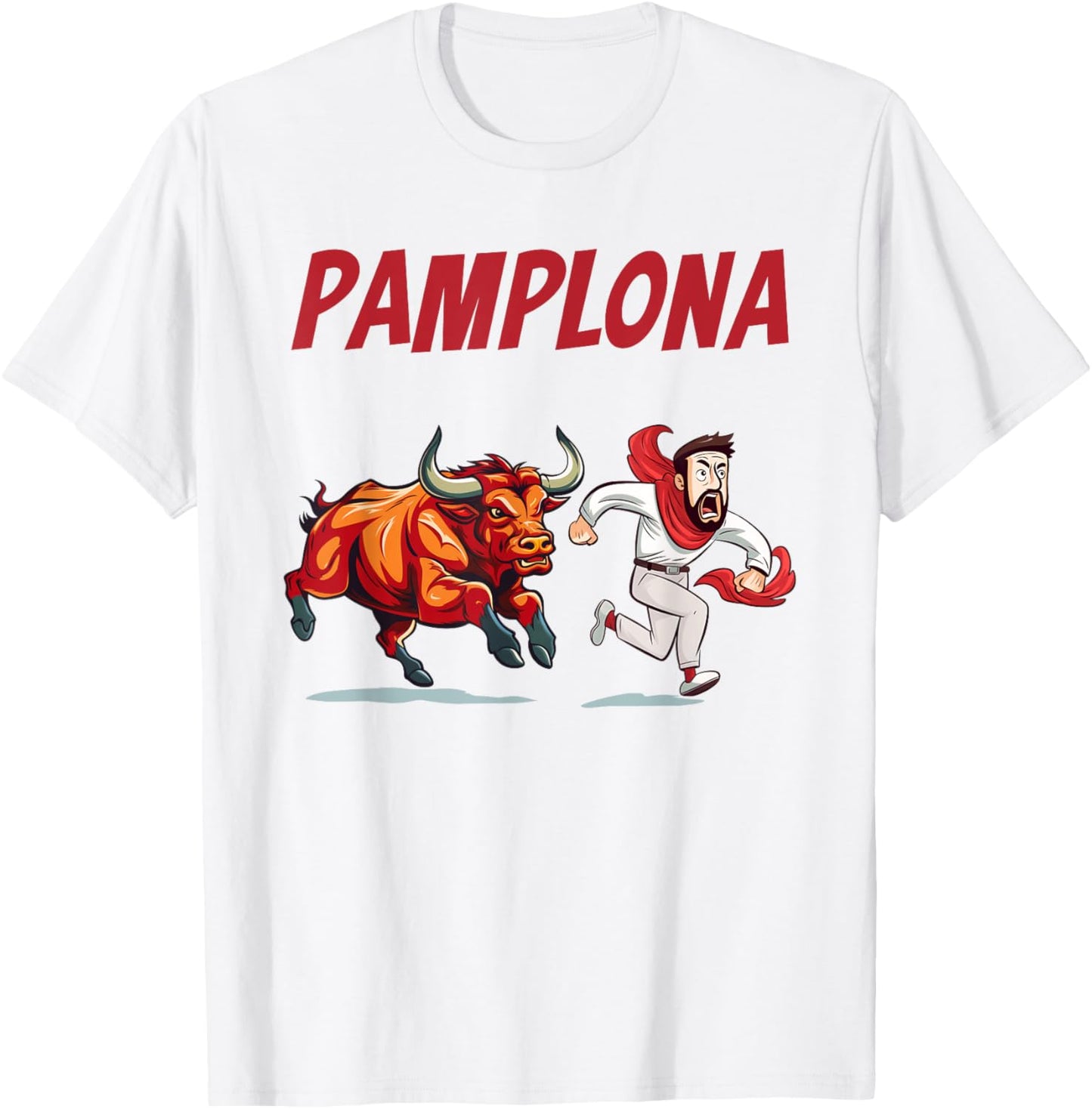 Parody Pamplona Bull Running T-Shirt - T-Shirt | White