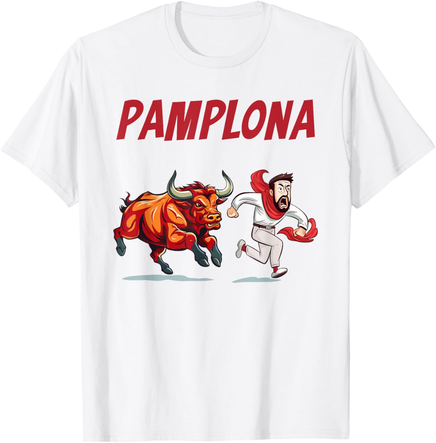 Parody Pamplona Bull Running T-Shirt - T-Shirt | White