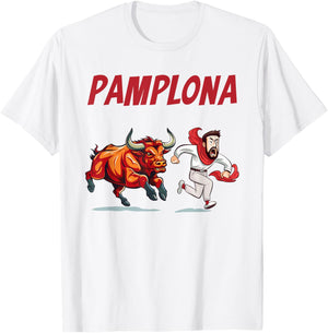 Parody Pamplona Bull Running T-Shirt - T-Shirt | White