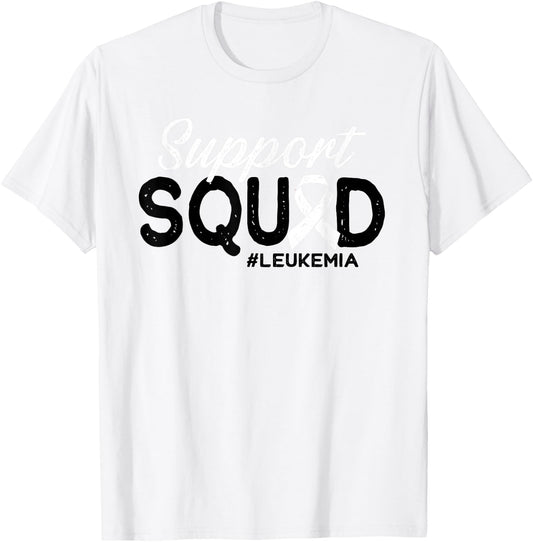 Support Squad Orange Ribbon for Blood Cancer Awareness Leukemia T-Shirt - T-Shirt | White