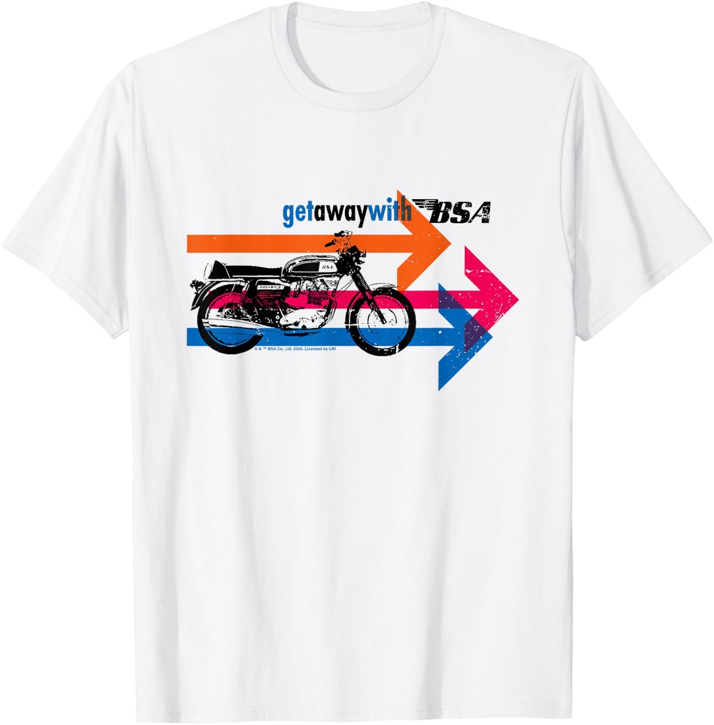 BSA Rocket 3 Motorcycle Retro 70's Arrow Ad T-Shirt - T-Shirt | White