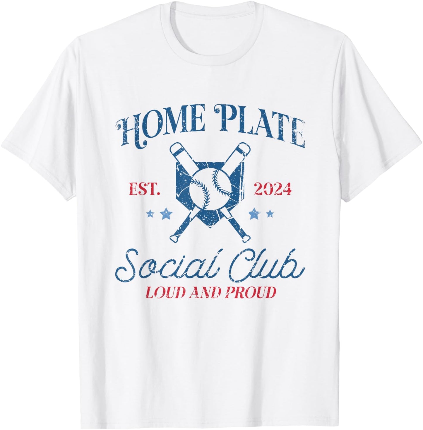 Vintage Baseball Home Plate Social Club T-Shirt - T-Shirt | White